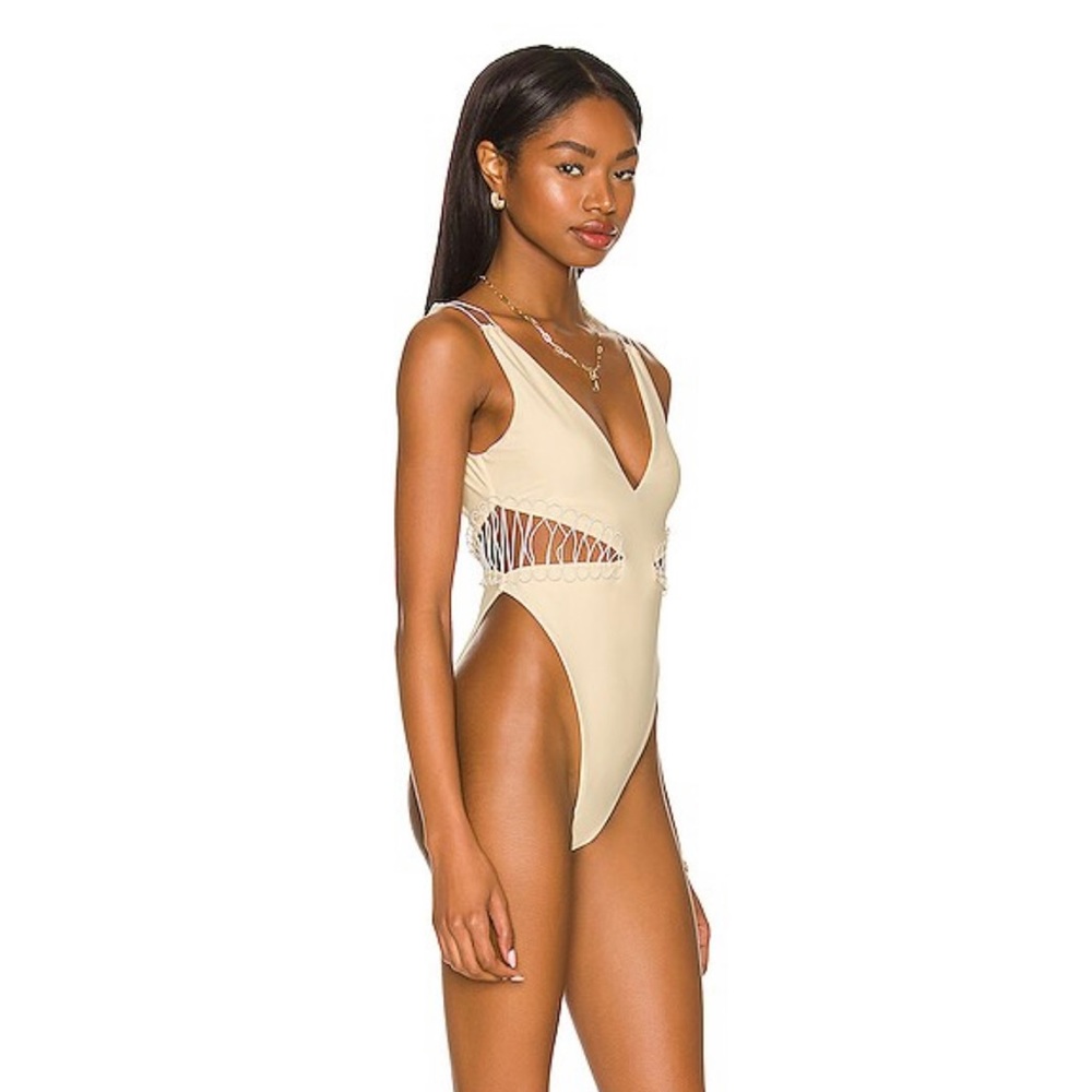 Camila Coelho Cream One Piece Swimsuit